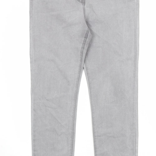 Bonmarché Womens Grey Cotton Skinny Jeans Size 16 Slim Zip
