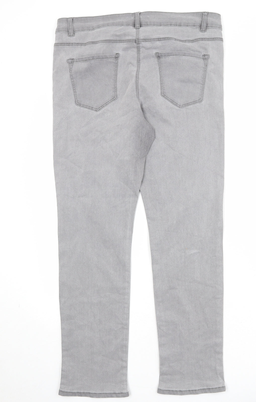 Bonmarché Womens Grey Cotton Skinny Jeans Size 16 Slim Zip
