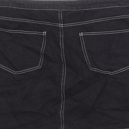 FOREVER 21 Womens Black Cotton A-Line Skirt Size 3XL Zip