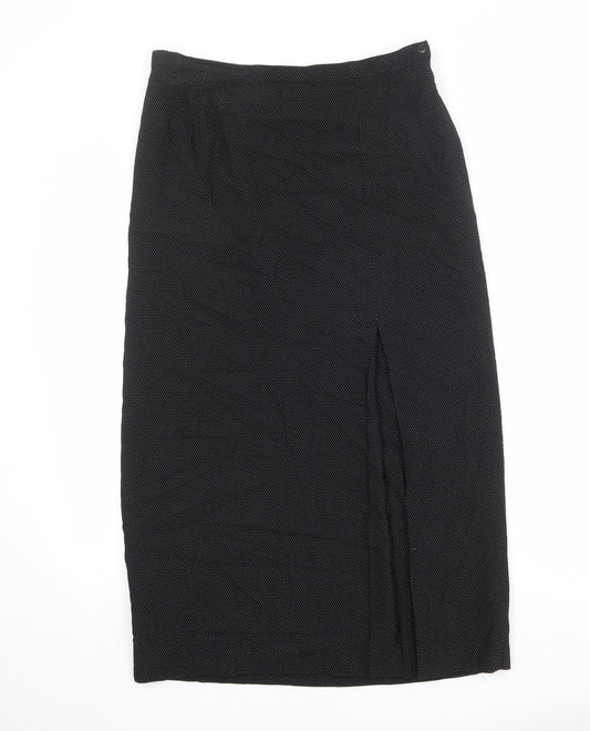 Minuet Womens Black Geometric Polyester A-Line Skirt Size 14 Zip
