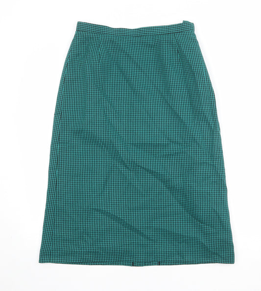 Eastex Womens Green Check Polyester A-Line Skirt Size 14 Zip