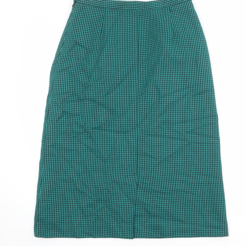 Eastex Womens Green Check Polyester A-Line Skirt Size 14 Zip