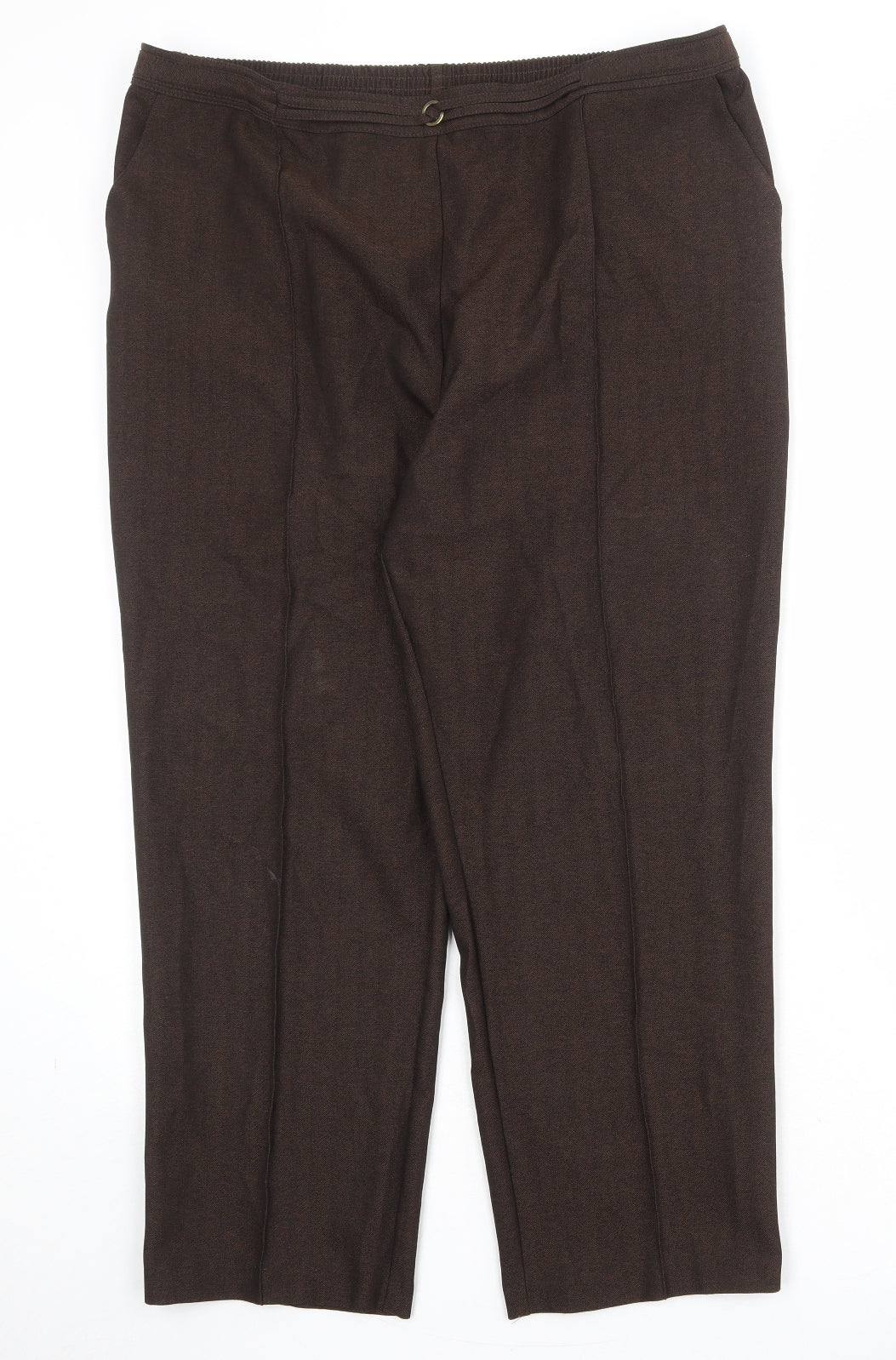 Marks and Spencer Womens Brown Polyester Trousers Size 18 Regular