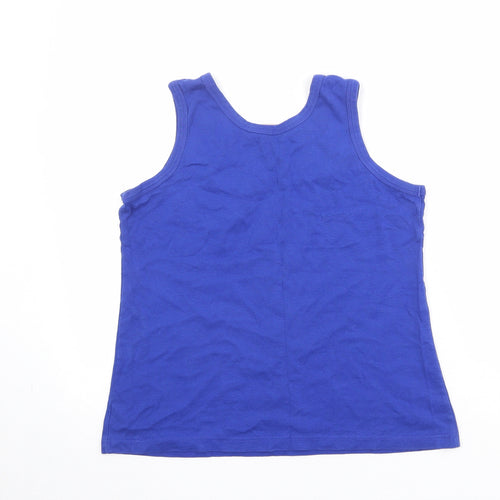 Anthology Womens Blue 100% Cotton Basic Tank Size 16 Round Neck - Size 16/18