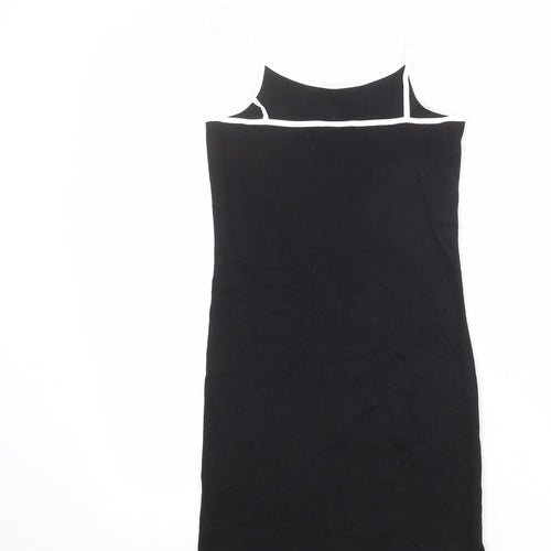 Lonsdale Womens Black Cotton Tank Dress Size 8 Round Neck Pullover
