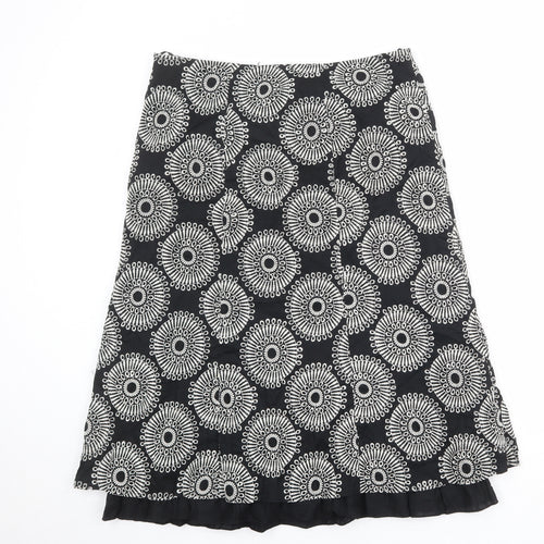 Per Una Womens Black Geometric Cotton A-Line Skirt Size 14 Zip