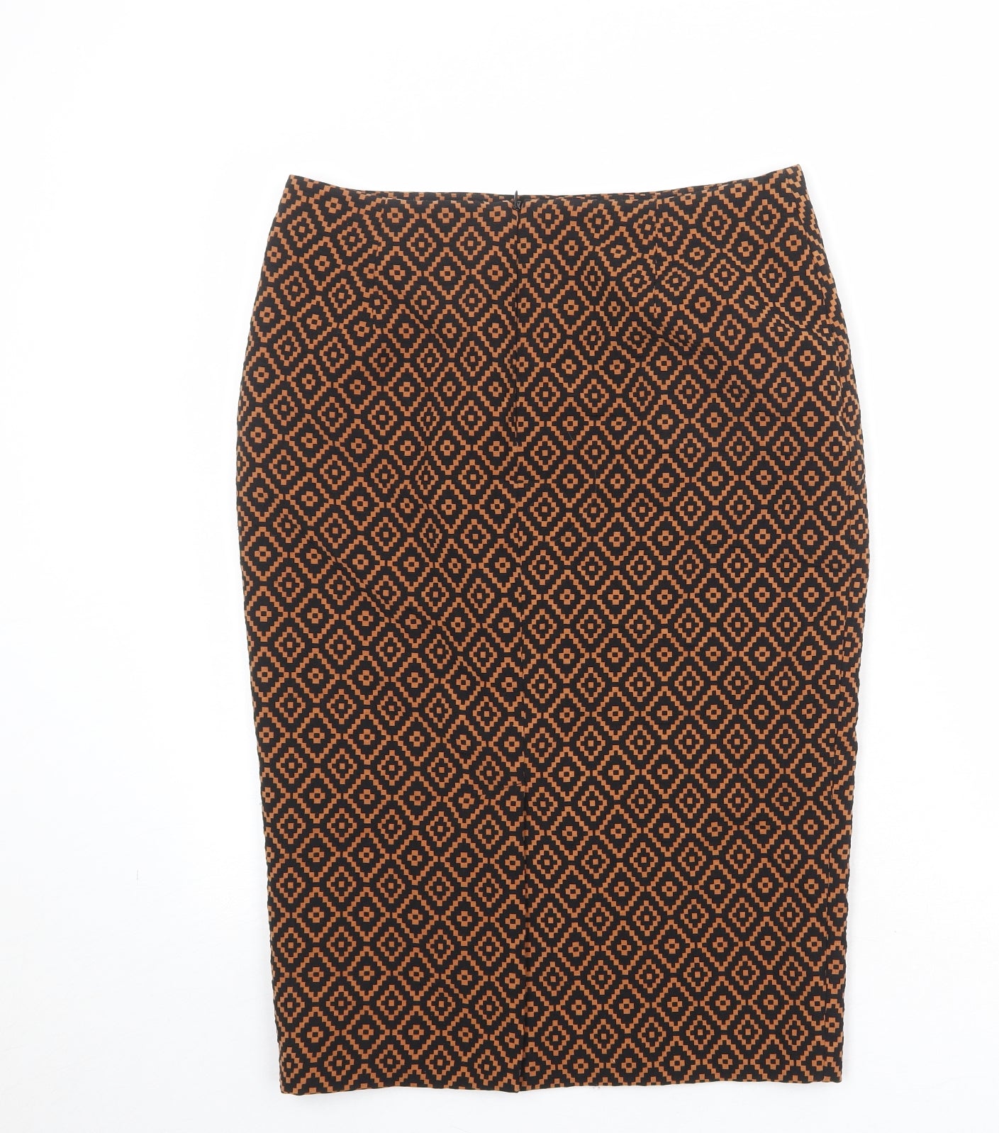 Marks and Spencer Womens Black Argyle/Diamond Polyester Straight & Pencil Skirt Size 12 Zip