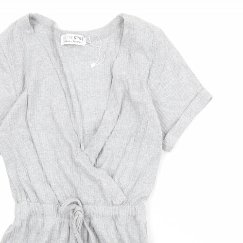In the Style Womens Grey Cotton Playsuit One-Piece Size 4 Pullover