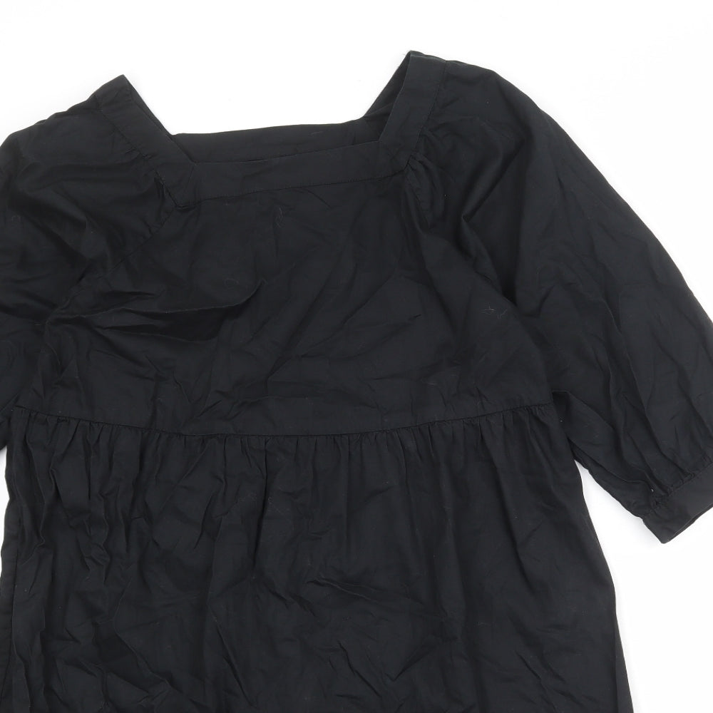 Monki Womens Black 100% Cotton A-Line Size XS Square Neck Pullover