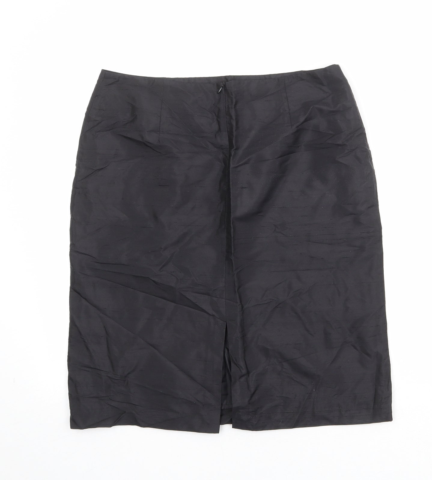 H&M Womens Black Silk A-Line Skirt Size 16 Zip