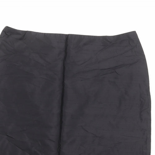 H&M Womens Black Silk A-Line Skirt Size 16 Zip