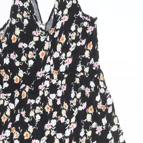 ASOS Womens Black Floral Polyester Jumpsuit One-Piece Size 10 Pullover