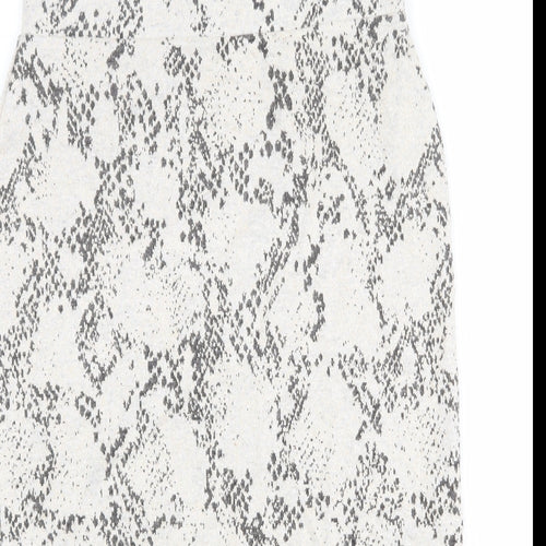 Marks and Spencer Womens Beige Animal Print Viscose Straight & Pencil Skirt Size 14 - Snakeskin Pattern