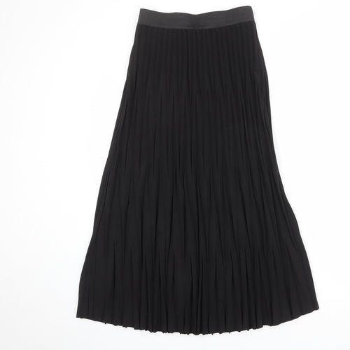 Marks and Spencer Womens Black Polyester Pleated Skirt Size 8