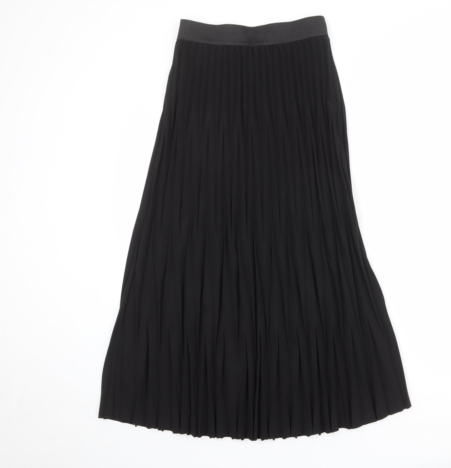 Marks and Spencer Womens Black Polyester Pleated Skirt Size 8