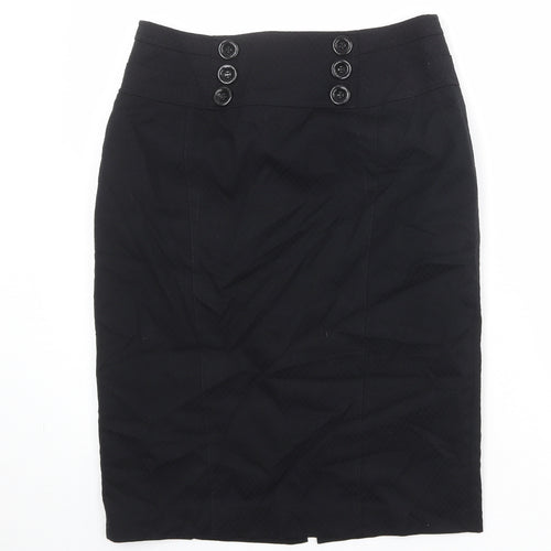 NEXT Womens Black Polyester A-Line Skirt Size 12 Zip