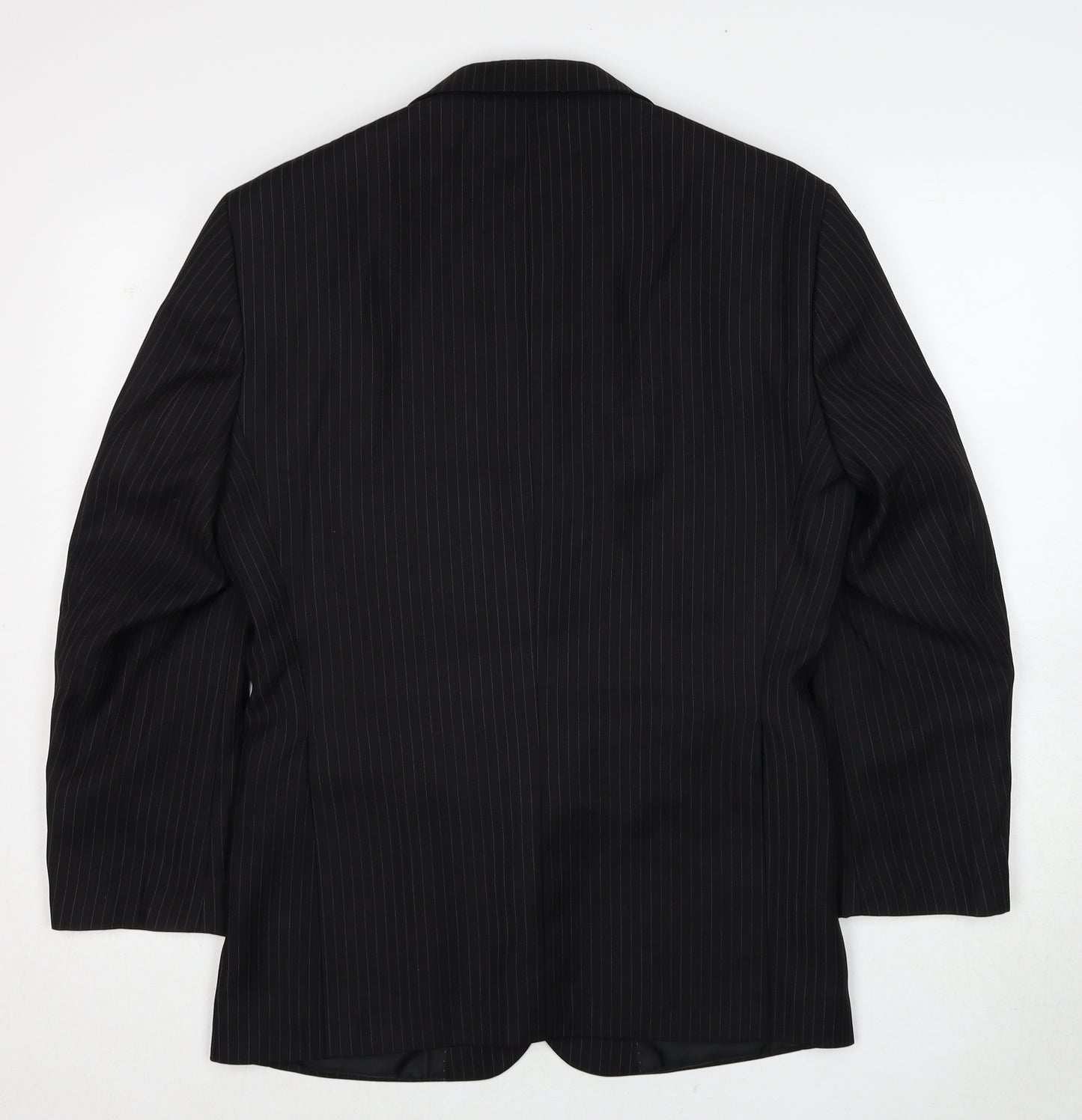 Greenwoods Mens Black Striped Polyester Jacket Suit Jacket Size 36 Regular