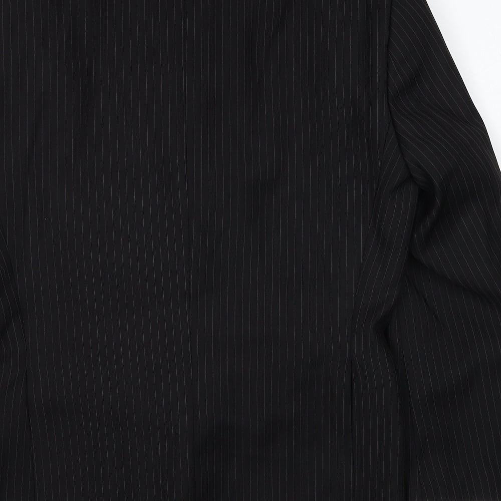 Greenwoods Mens Black Striped Polyester Jacket Suit Jacket Size 36 Regular