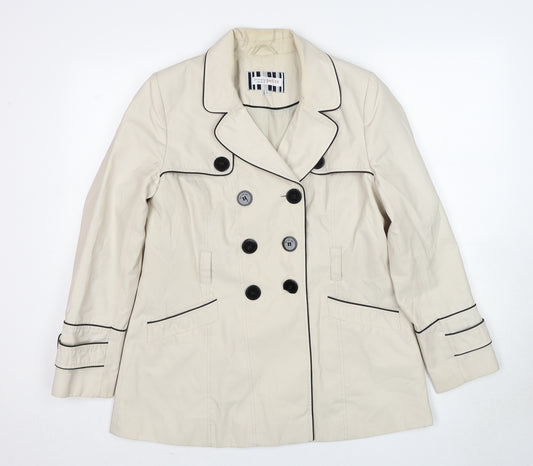 Principles Womens Beige Pea Coat Coat Size 14 Button