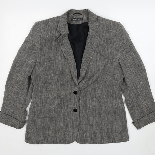Alex & Co. Womens Grey Geometric Jacket Blazer Size 14 Button
