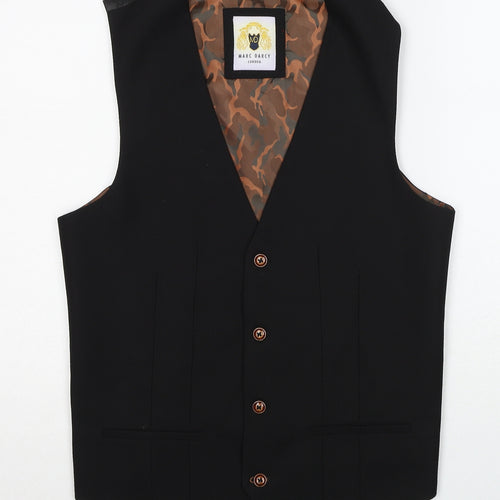 Marc Darcy Mens Black Polyester Jacket Suit Waistcoat Size 36 Regular