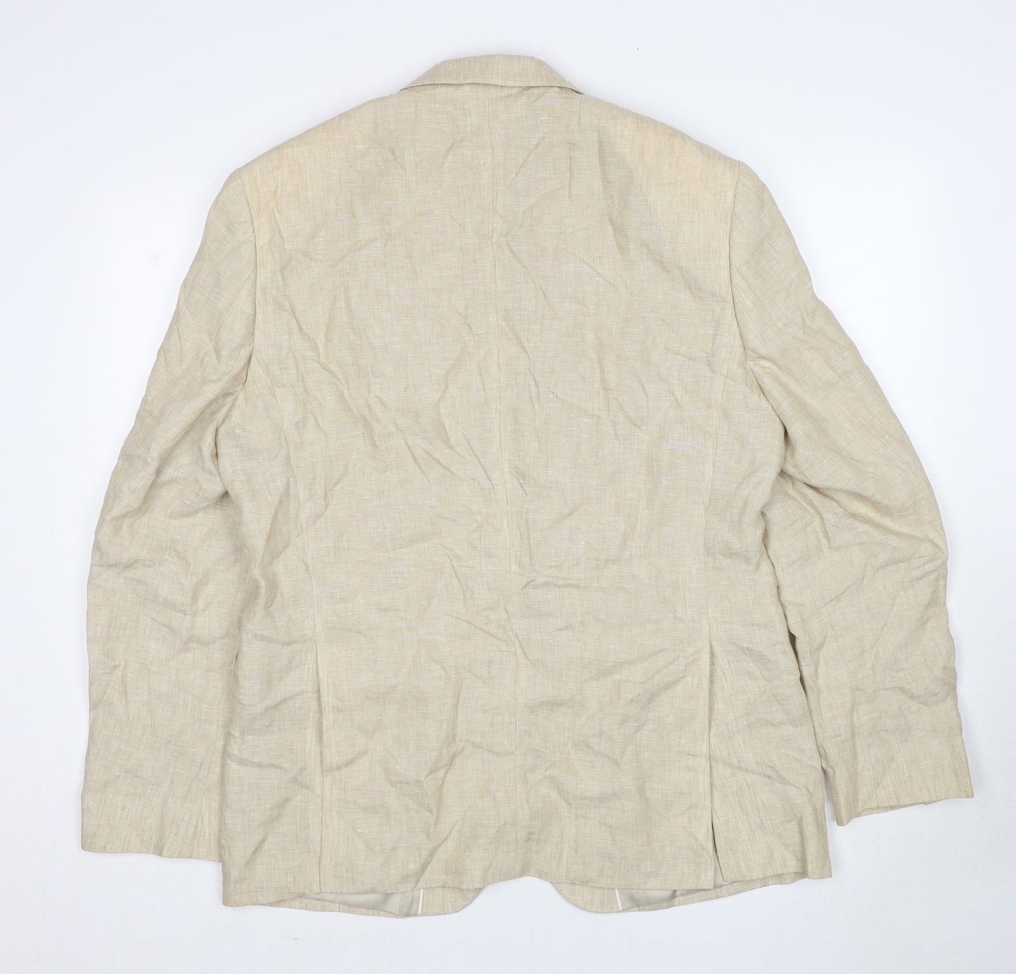 John Lewis Mens Beige Linen Jacket Blazer Size 42 Regular