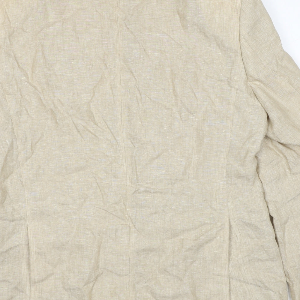 John Lewis Mens Beige Linen Jacket Blazer Size 42 Regular