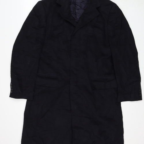 Terry de Havilland Mens Black Overcoat Coat Size S Button - Label Size 36R