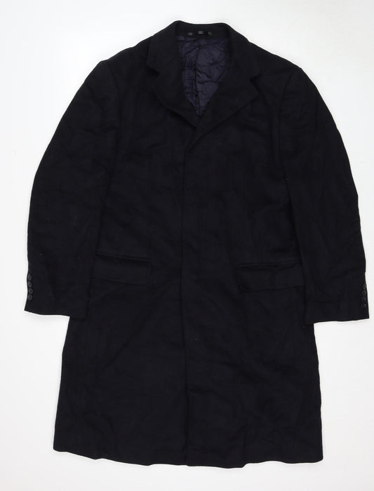 Terry de Havilland Mens Black Overcoat Coat Size S Button - Label Size 36R