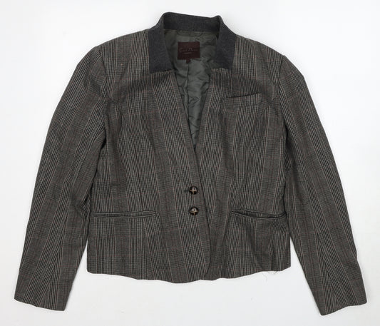 Great Plains London Womens Brown Check Wool Jacket Blazer Size L