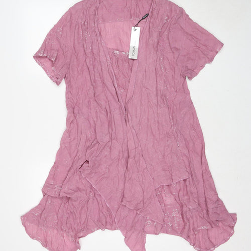 Roman Womens Pink Viscose Kimono Blouse Size 16 V-Neck