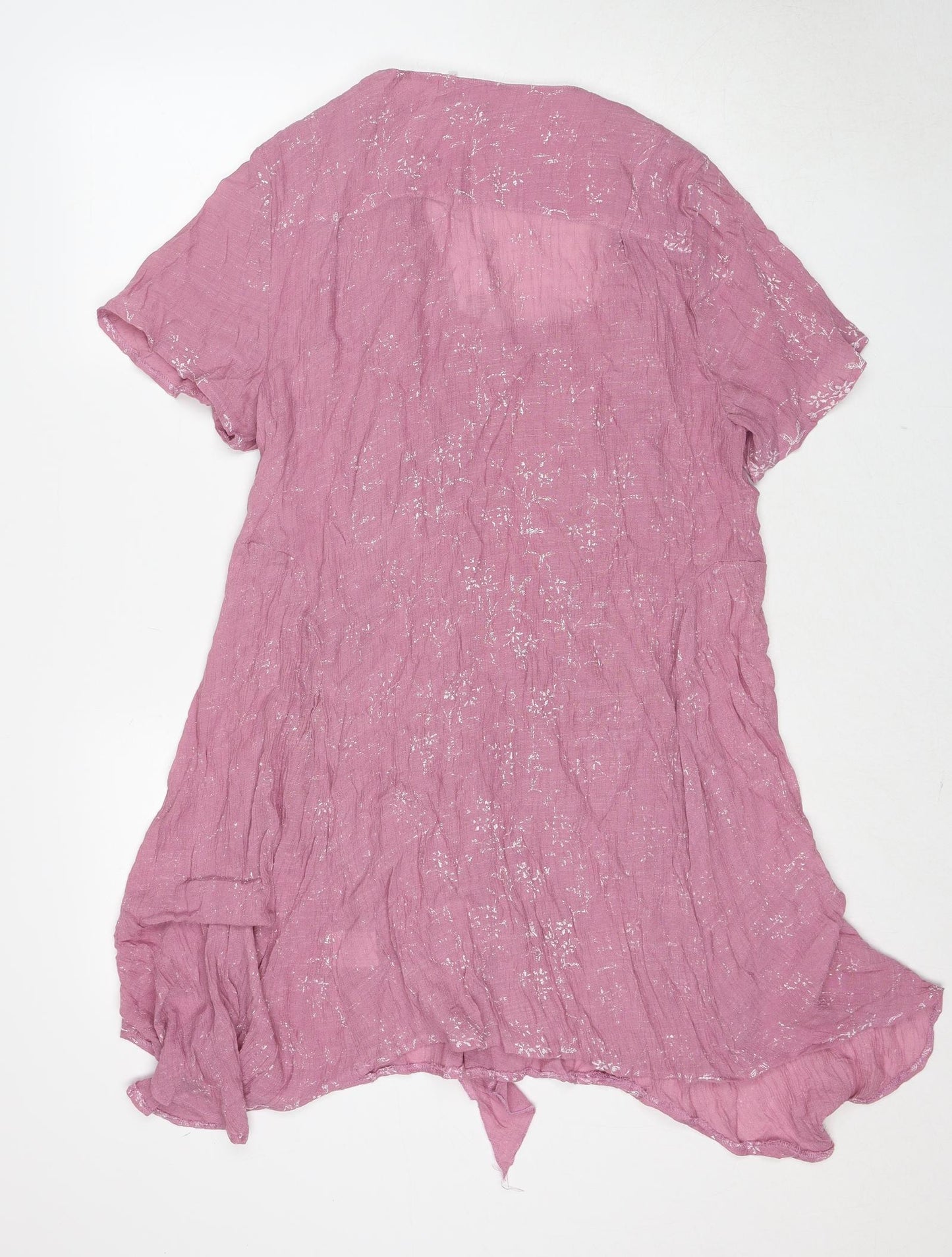 Roman Womens Pink Viscose Kimono Blouse Size 16 V-Neck