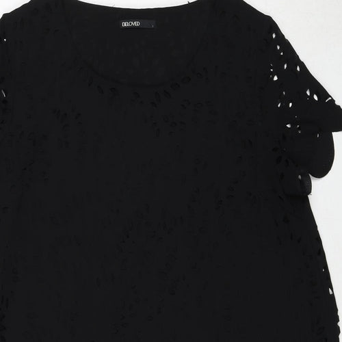 Beloved Womens Black Polyester A-Line Size L Round Neck Pullover - Broderie Anglaise