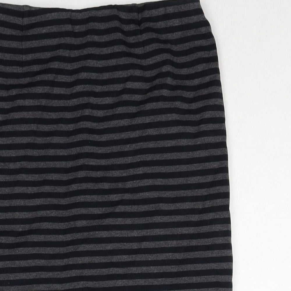 Deuxieme Classe Womens Grey Striped Cotton A-Line Skirt Size 10
