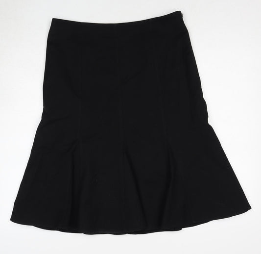 NEXT Womens Black Polyester Swing Skirt Size 12 Zip