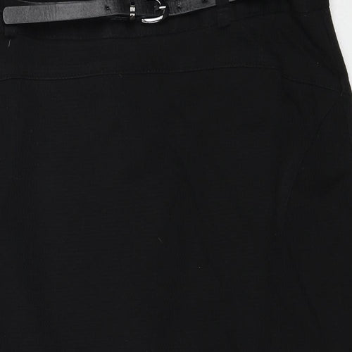 NEXT Womens Black Polyester A-Line Skirt Size 12 Zip - Belt Included