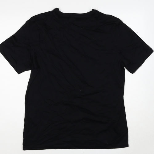 Autograph Womens Black Cotton Basic T-Shirt Size L Round Neck