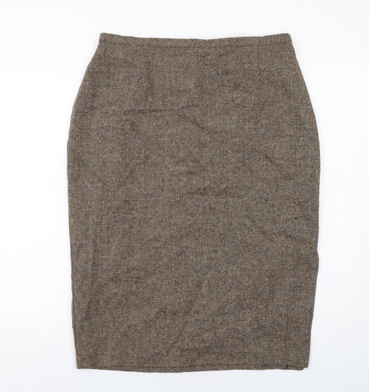 St. Bernard Womens Brown Wool A-Line Skirt Size 16 Zip