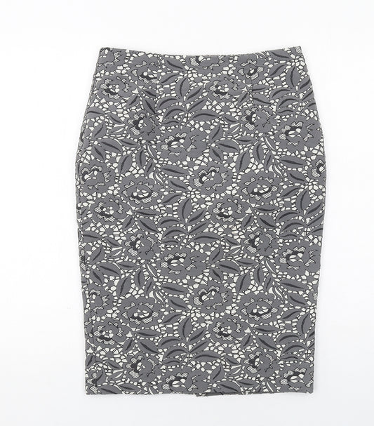 Fenn Wright Manson Womens Grey Floral Polyester Straight & Pencil Skirt Size 10 Zip