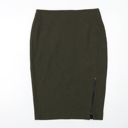 Marks and Spencer Womens Green Polyester Straight & Pencil Skirt Size 14 Zip