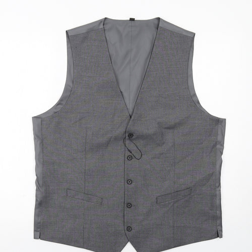 Marks and Spencer Mens Grey Polyester Jacket Suit Waistcoat Size 46 Regular