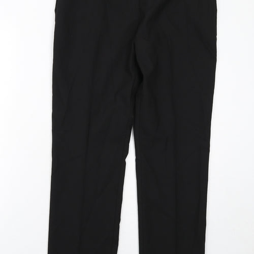 Marks and Spencer Boys Black Polyester Chino Trousers Size 13-14 Years Regular Zip