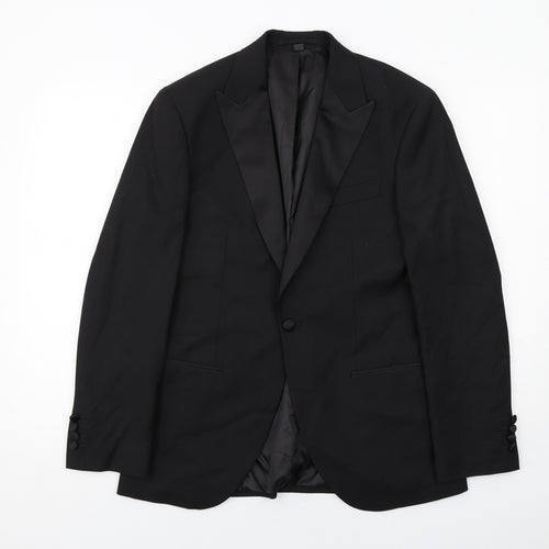 Marks and Spencer Mens Black Polyester Tuxedo Suit Jacket Size 38 Regular