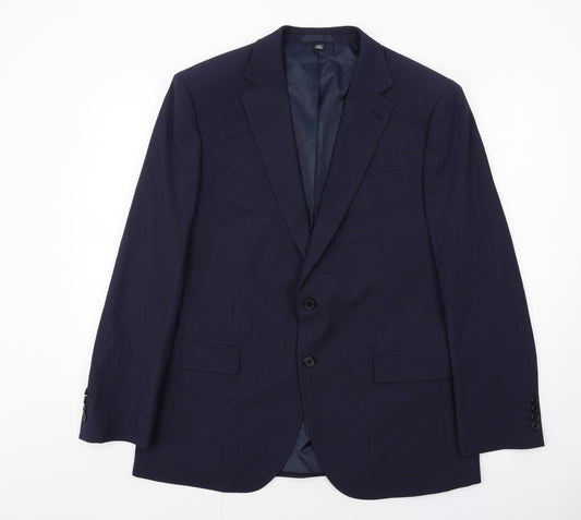 Marks and Spencer Mens Blue Striped Polyester Jacket Suit Jacket Size 42 Regular
