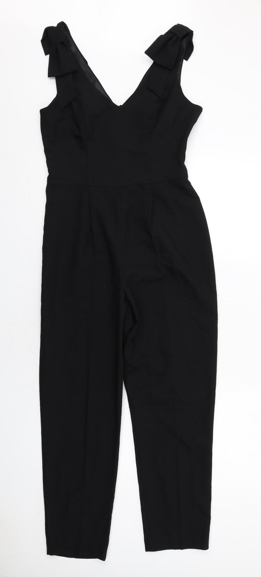 Miss Selfridge Womens Black Viscose Jumpsuit One-Piece Size 10 Zip - Shoulder Detail