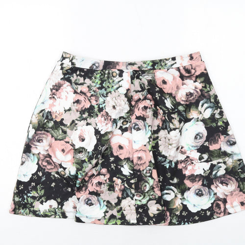 Only Womens Multicoloured Floral Polyester A-Line Skirt Size L