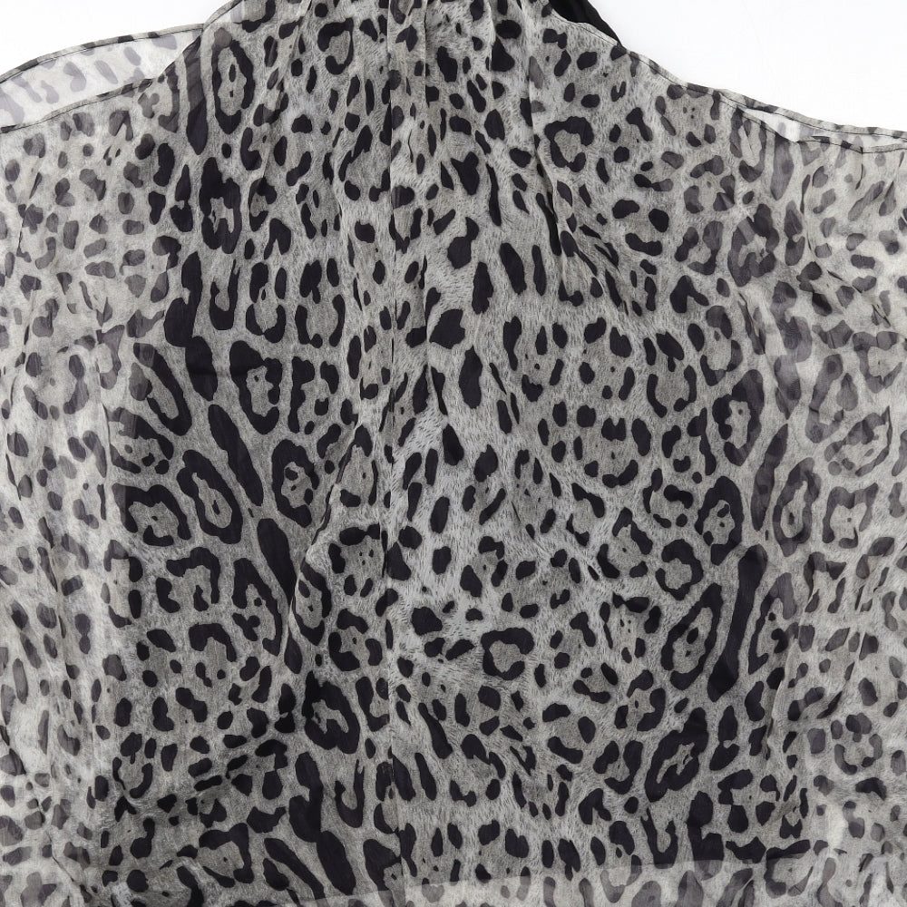 Anonymous Womens Grey Animal Print Polyester Basic Blouse Size 18 Round Neck - Leopard Pattern