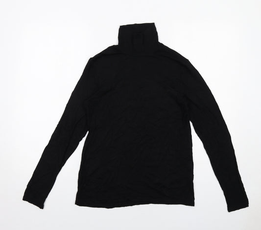 H&M Womens Black Viscose Basic T-Shirt Size M Roll Neck