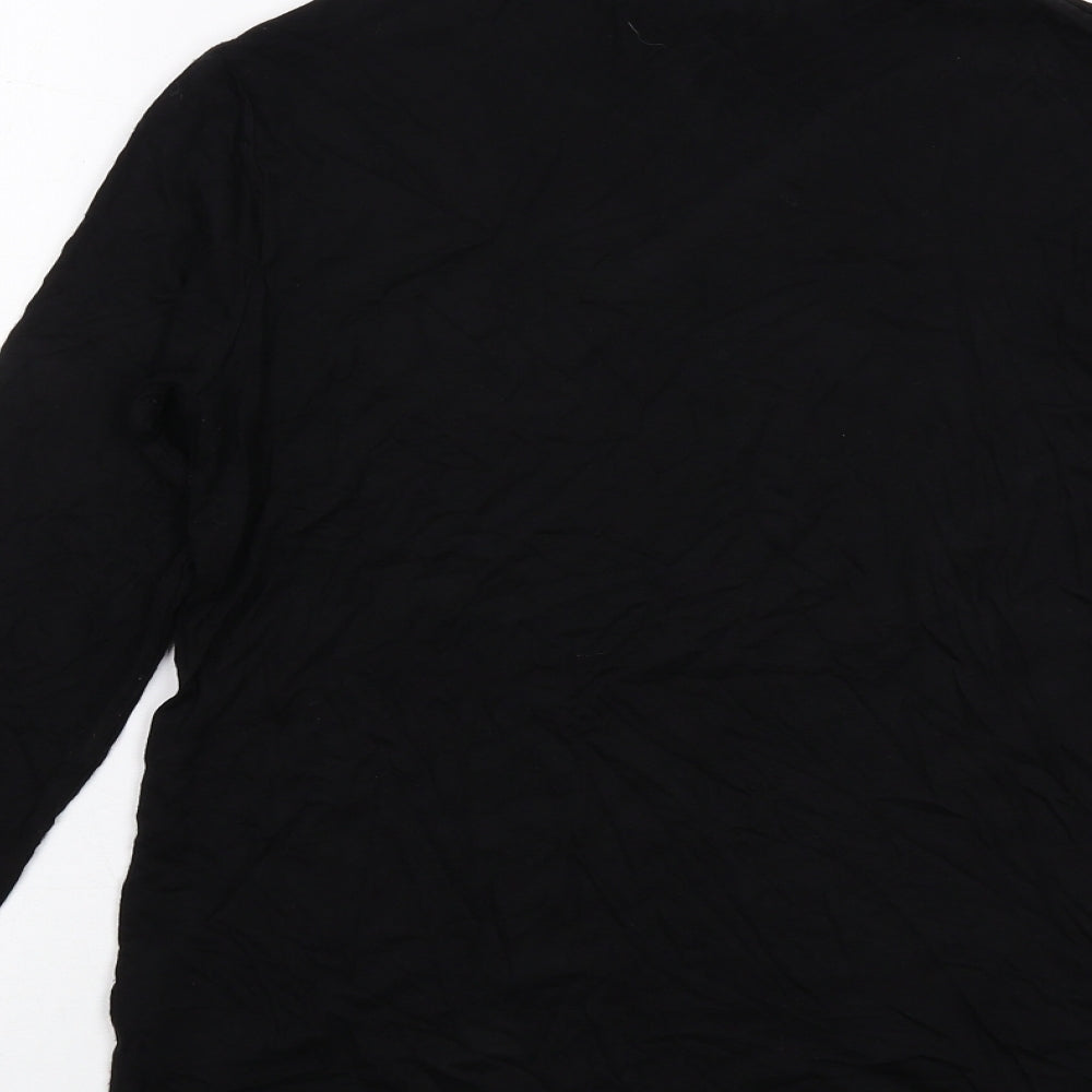 H&M Womens Black Viscose Basic T-Shirt Size M Roll Neck