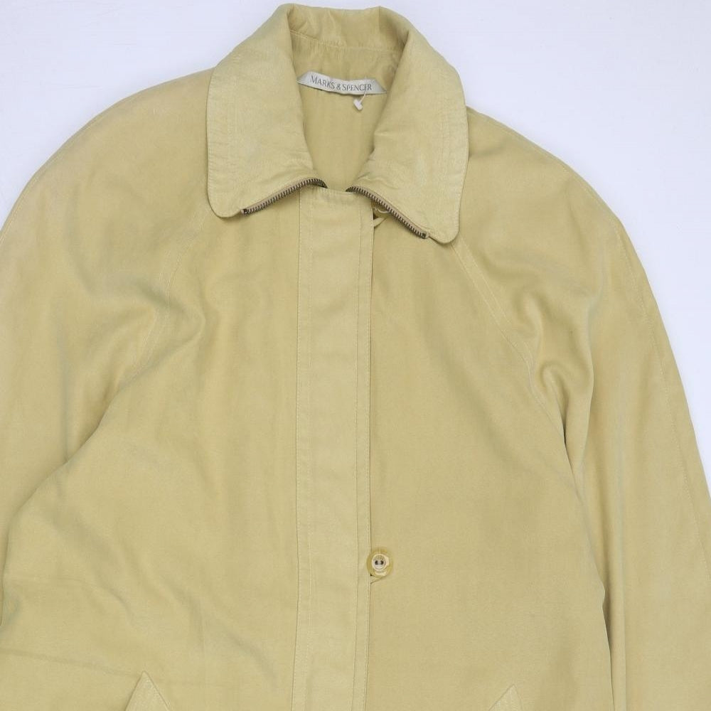 St Michael Womens Yellow Overcoat Coat Size 14 Zip